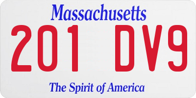MA license plate 201DV9