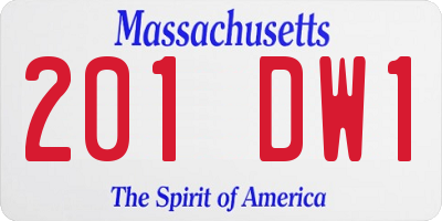 MA license plate 201DW1