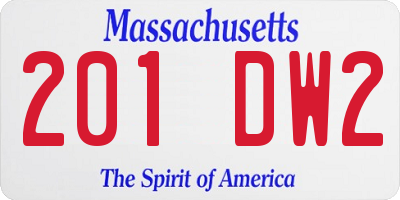 MA license plate 201DW2