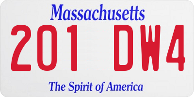 MA license plate 201DW4