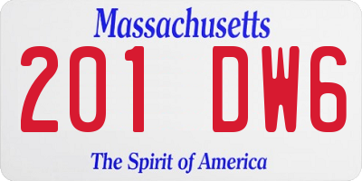 MA license plate 201DW6
