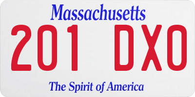 MA license plate 201DX0
