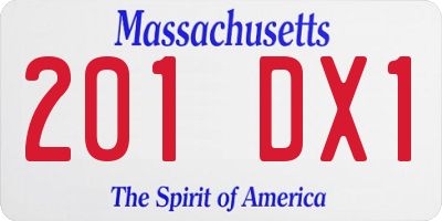 MA license plate 201DX1