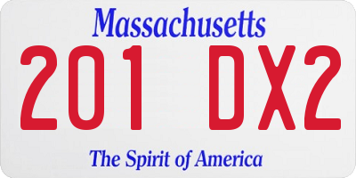 MA license plate 201DX2
