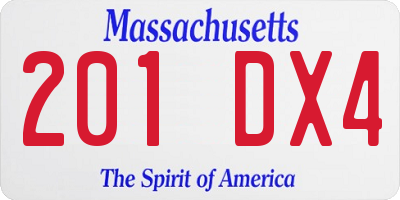 MA license plate 201DX4