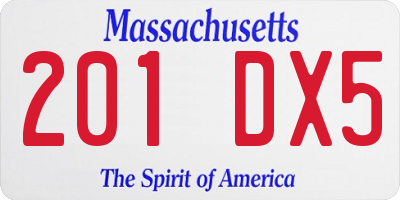 MA license plate 201DX5