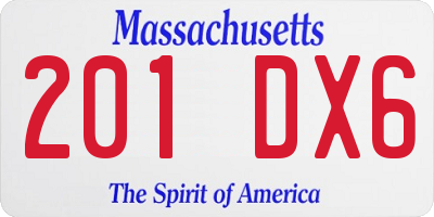 MA license plate 201DX6