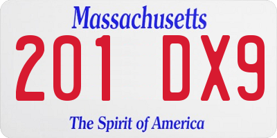 MA license plate 201DX9