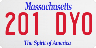 MA license plate 201DY0