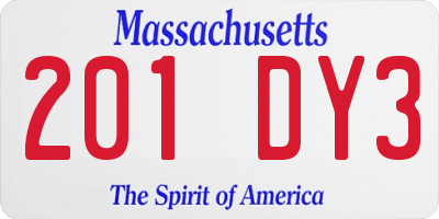 MA license plate 201DY3