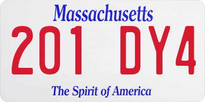MA license plate 201DY4