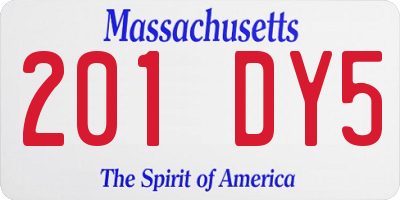 MA license plate 201DY5