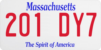MA license plate 201DY7