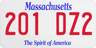 MA license plate 201DZ2
