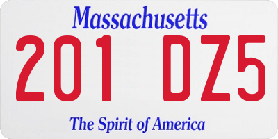 MA license plate 201DZ5