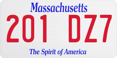 MA license plate 201DZ7