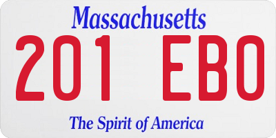 MA license plate 201EB0