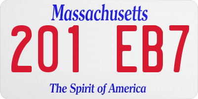 MA license plate 201EB7
