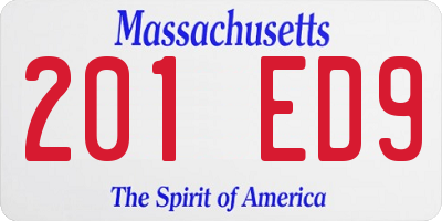 MA license plate 201ED9