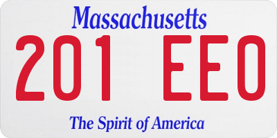 MA license plate 201EE0