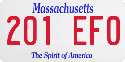 MA license plate 201EF0