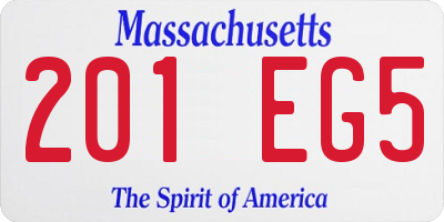 MA license plate 201EG5