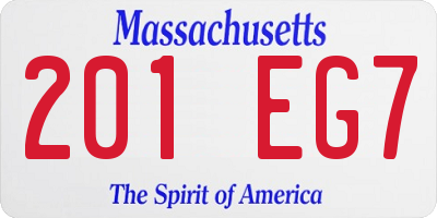 MA license plate 201EG7