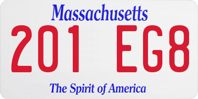 MA license plate 201EG8