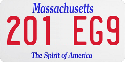 MA license plate 201EG9