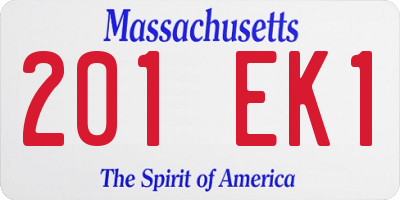 MA license plate 201EK1