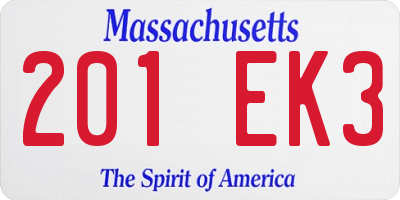 MA license plate 201EK3