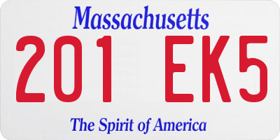 MA license plate 201EK5