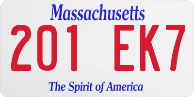 MA license plate 201EK7