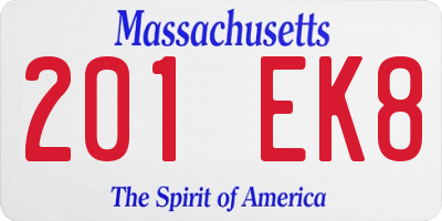 MA license plate 201EK8