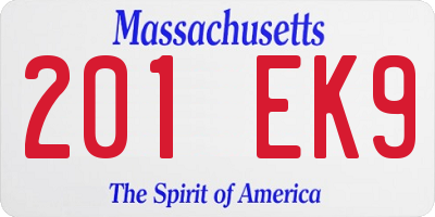 MA license plate 201EK9