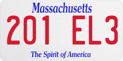 MA license plate 201EL3