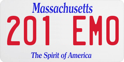 MA license plate 201EM0