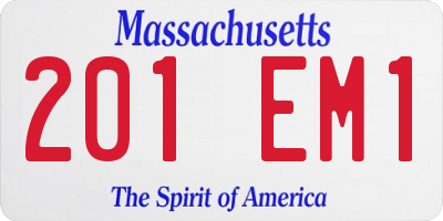 MA license plate 201EM1