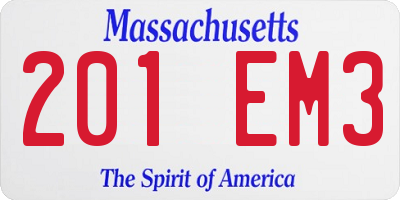 MA license plate 201EM3