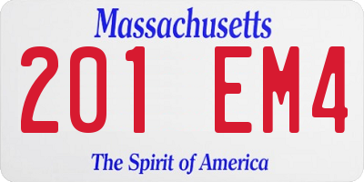 MA license plate 201EM4