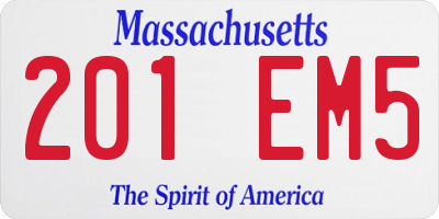 MA license plate 201EM5