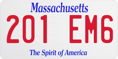 MA license plate 201EM6