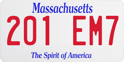 MA license plate 201EM7