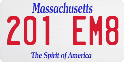 MA license plate 201EM8