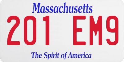 MA license plate 201EM9