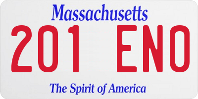 MA license plate 201EN0