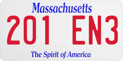 MA license plate 201EN3