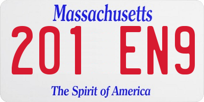 MA license plate 201EN9