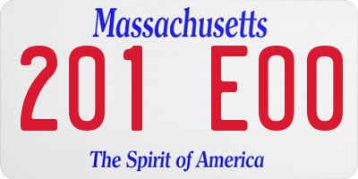 MA license plate 201EO0