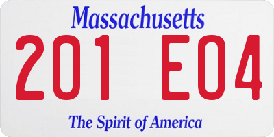 MA license plate 201EO4